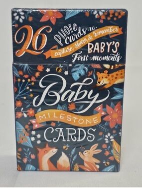Baby Milestone Cards - Navy and Orange Baby's First Moments